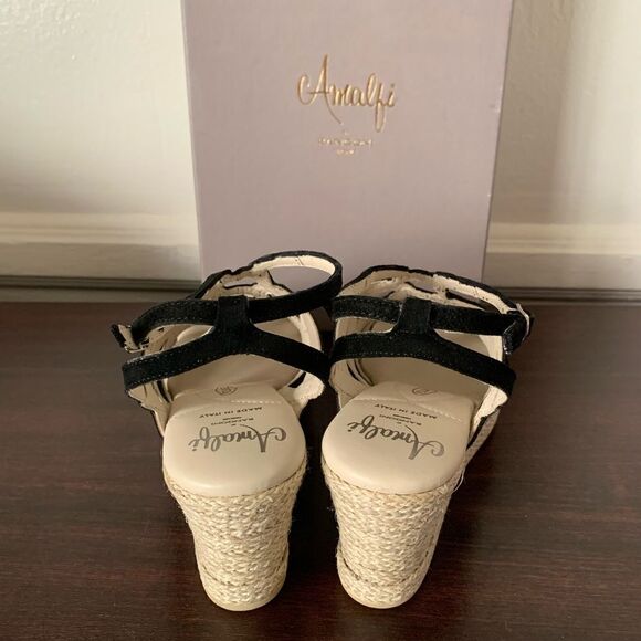 Amalfi by Rangoni Luca  soft suede leather espadrille wedge sandal size 6 - Picture 6 of 10